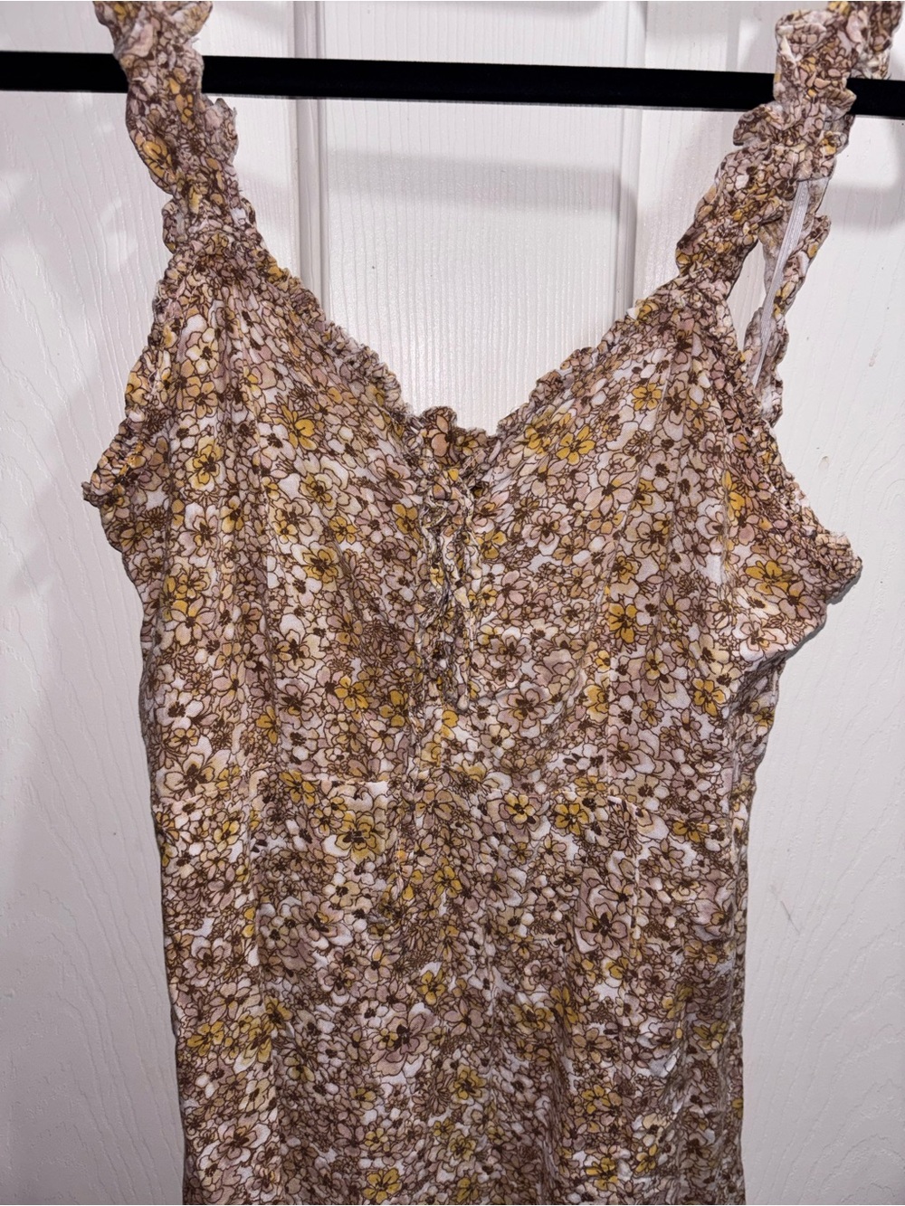 Japna Brown & Yellow Floral Ruched Cami